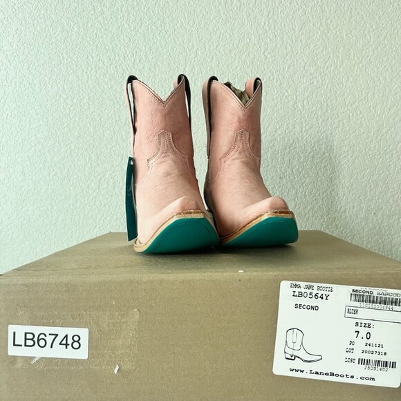 Lane EMMA JANE Womens Cowboy Bootie 7 Pink Leather Western Cowgirl Ankle Boots - Picture 11 of 12